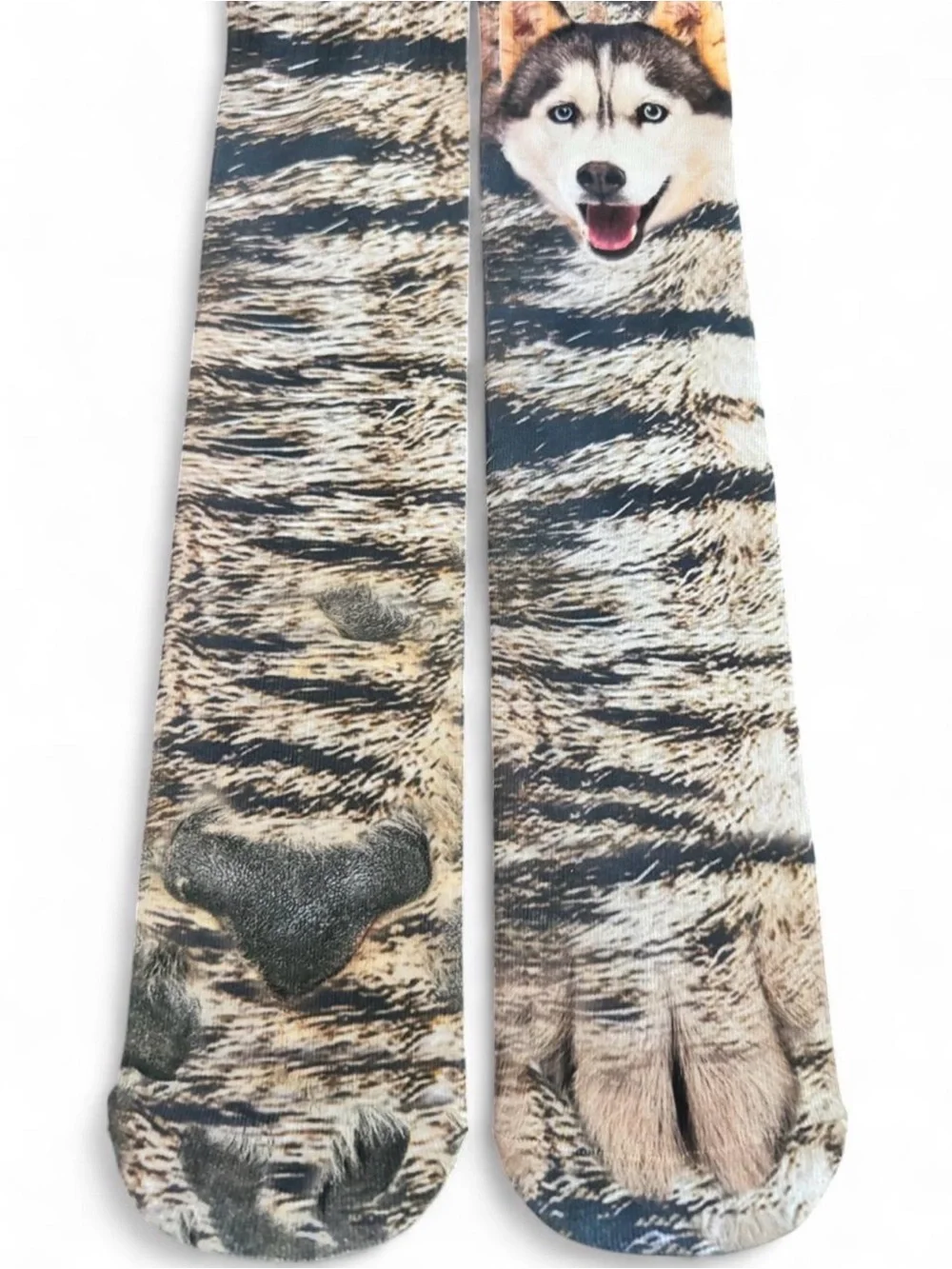 Siberian Husky Graphic Crew Socks - Blue Gray